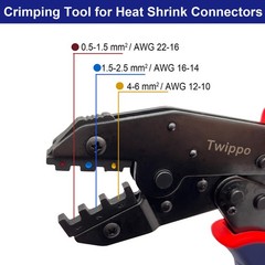 Twippo Crimping Tool for Heat Shrink Connectors, Ratchet Blue and Red