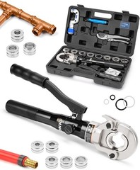 Hydraulic Copper Tube Fittings Press Crimping Tool Kit for 1/2, 3/4, 1&Prime; PEX Pipe