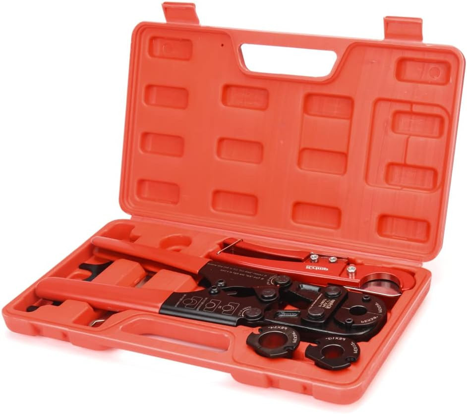 Icrimp PEX Crimping Tool Kit for 3/8 Inch, 1/2 Inch, 3/4 Inch, 1 Inch Pex Copper