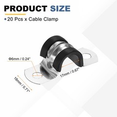 20pcs M14 Stainless Steel Rubber Pipe Strap EPDM Cushioned Cable Clamp