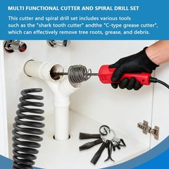 Meirivrn 8-Piece Drain-Snake Drill Attachments for 1-4&Prime; Pipes, Cutter and Aug&hellip;