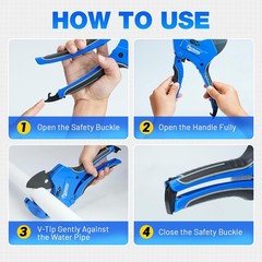 Pacmann PVC Pipe Cutter, Up to 2-1/2&Prime;, Ratchet Cutter Heavy-Duty, Pex&hellip;