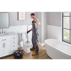Husky 3 ft. Toilet Drain Snake Auger for Clog Removal with Non-Slip Grip Handle
