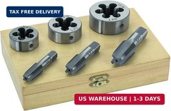 6PC 1/4&Prime; 3/8&Prime; 1/2&Prime; STEEL TAP & DIE TOOL THREADER THREAD KIT PIPE THREADING