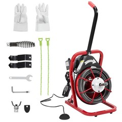 75FT 3/8in Electric Drain Cleaner Machine Auto-Feed Snake Machine for 1-4&Prime; Pipe