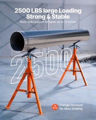 VEVOR Pipe Stand 2500LBS Pipe Jack Stand 27.2&Prime;-52&Prime; Height for 1/2&Prime; to 12&Prime; Pipes