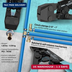 SHALL Pex Crimping Clamp Cinch Tool and Pipe Hose Cutter, Pipe Fitting Crimper T