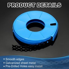 2 Pcs 1/2 Inch x 33 ft 0.6mm Thickness Galvanized Pipe Strap, Black/Blue