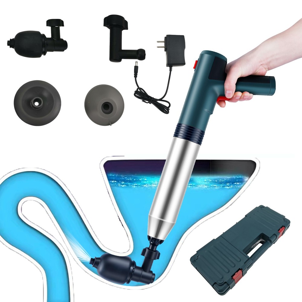 High Pressure Air Drain Blaster Gun Pump Toilet Plunger Sink Pipe Clog Remover