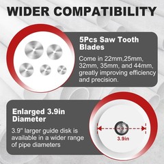 PVC Pipe Cutter Tool with Adjustable Depth Gauge, 5 Saw Tooth Blades, 7&Prime; Scale