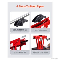 12 Ton Hydraulic Pipe Bender Manual Metal Tube Bending Machine 6 Dies 1/2 2