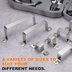5pcs Square Pipe Clamp 60x30mm 304 Stainless Steel Tube Buckle, Silver