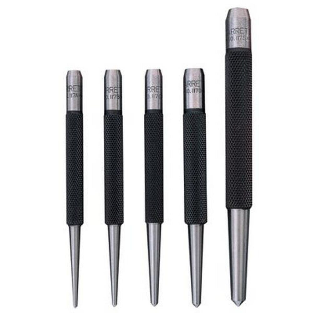 L.S. Starrett 50488 Center Punch Set 5 Punches Steel 1/16&Prime;-5/32&Prime; Knurled Grip
