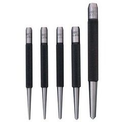 L.S. Starrett 50488 Center Punch Set 5 Punches Steel 1/16&Prime;-5/32&Prime; Knurled Grip