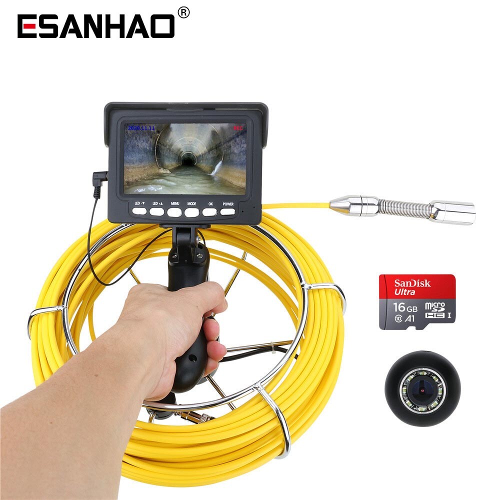 17MM Handheld Drain Sewer Camera Pipe Inspection Camera 4.3&Prime; DVD Monitor 30M