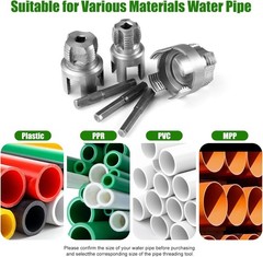 3Pcs PVC Pipe Threader Kit 1/2&Prime; 3/4&Prime; 1&Prime; NPT Dual-Function Internal & External