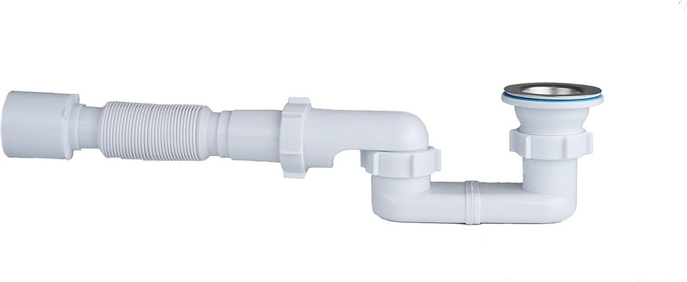 Bath Shower Drain Low Profile p Trap 1 1/2&Prime; Flat 1.5 inches, White
