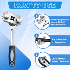 3 Pcs Cable Bending Tool, Connects to 1/2&rdquo; Ratchet, Bends