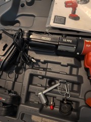 Nice RIDGID RP 210 Press Tool Kit for PEX with 2 Batteries ,Charger, 1/2 Clamps