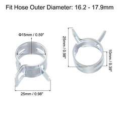 Spring Hose Clamp, 10pcs 65Mn Steel 15mm Low Pressure Air Clip, Zinc Plated