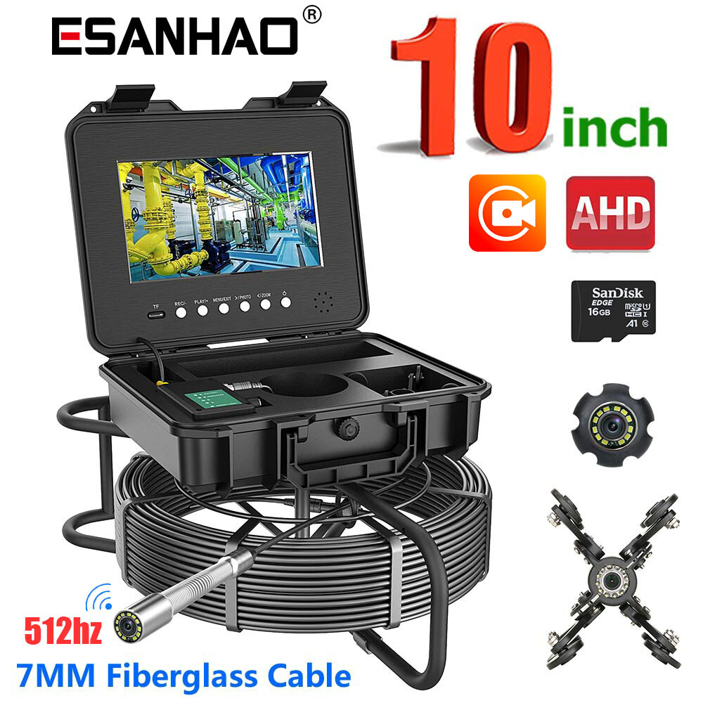 30M Sewer Camera with 512HZ Locator Pipe Inspection Camera DVR 10.1&Prime; Monitor