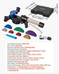 VEVOR Hydraulic Tubing Bender Kit 1/4 to 7/8 in Tube Pipe Bender Color Aluminium