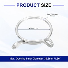 Fuel Line Hose Clips, 5Pcs 36mm 304 Stainless Steel Tubing Spring Clamps