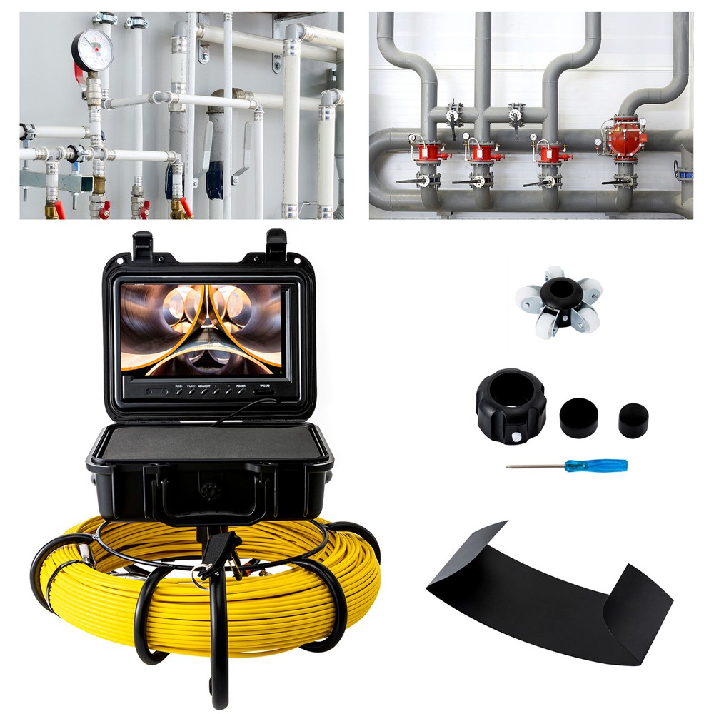 9&Prime; Monitor Drain Sewer Camera 200ft Pipe Inspection Camera DVR HD 1200TVL 1080P