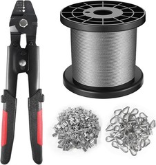 328FT Stainless Steel Cable with 200PCS Aluminum Crimping Sleeves & Wire Rope To