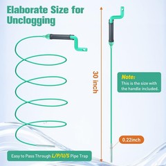 Drain Clog Remover Tool, 30-Inch Hair Remover, Plumbing 30-Inch, green