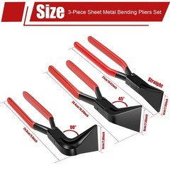 Sheet Metal Bending Pliers Set 3PCS Hand Seamers Straight 45&deg; 90&deg; Jaws Sheet &hellip;