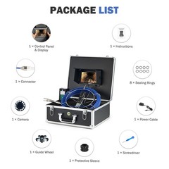 7 Inch Self-Leveling Sewer Camera 30m/98ft Pipe Inspection Camera 12 LED Lights