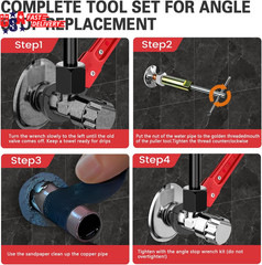 6 Pcs Plumbing Tools Kit with Angle Stop Wrench & 1/2-Inch Compression Sleeve Pu