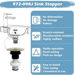 972-098J Plumbing-Equipment Brushed Nickel Drain Sink Stopper, Silver