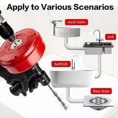 Drain Auger, 25Ft 1/4&Prime; Plumbing Snake Drain Clog Remover Tools for Sink & Drain