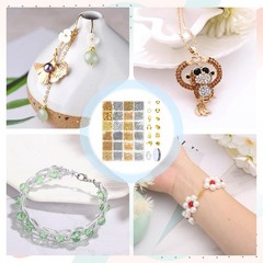 2384Pcs Jewelry Making Crimp Beads Kit, Features Covers, Tubes, Clasps, Pliers,