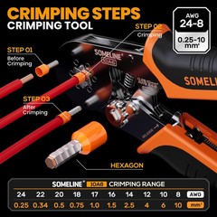 SOMELINE Ferrule Hexagonal Crimping Tool 0,25&ndash; 6mm&sup2;, Black, Silver, Orange