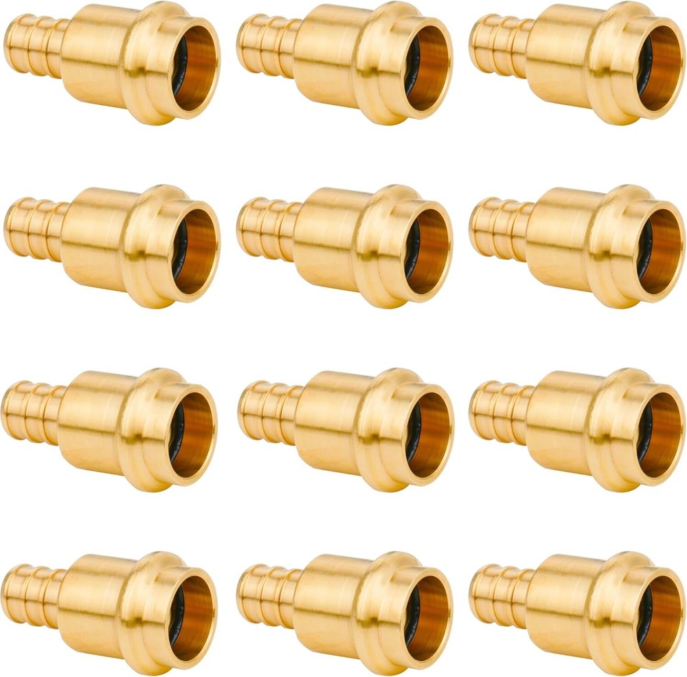 12 Pack 1/2&Prime; Press Propress X 1/2&Prime; PEX Adapter Crimp Fittings Brass Coupling Con