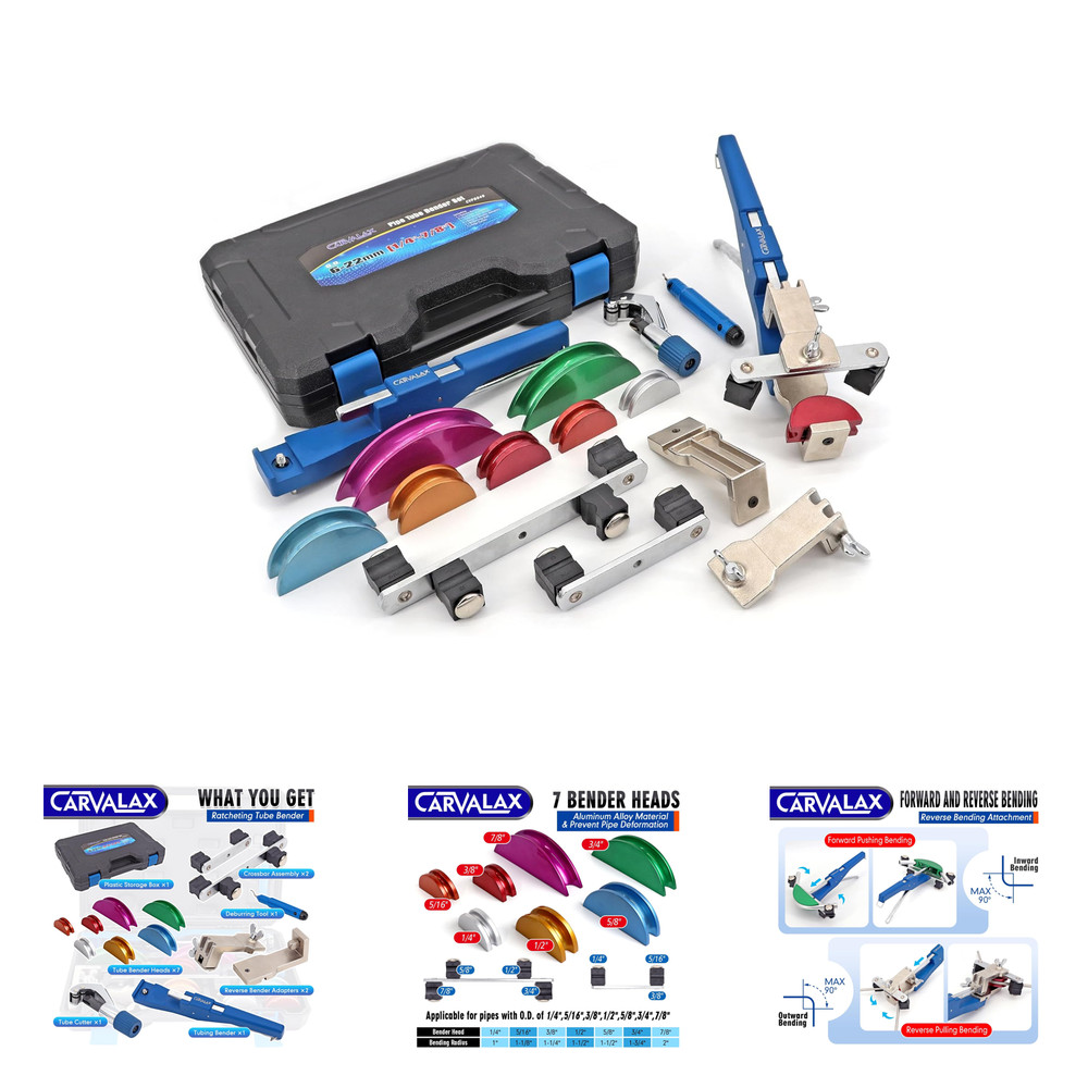 Tube Bender Kit 90 Degree Ratcheting Aluminum Heads for Pipe Repair HVAC