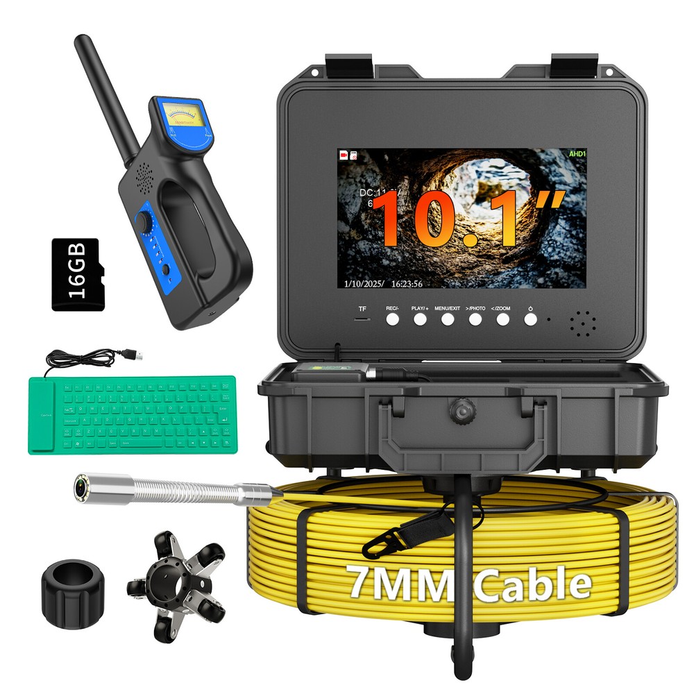 Pipe Inspection Camera w/ 512hz Locator Sewer Drain Camera Self Leveling 50M