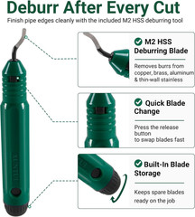Copper Pipe Cutter, 3/16&Prime;-2&Prime; OD Tubing Cutter Kit | Cuts 3/16&Prime;-2&Prime;, Dark Green