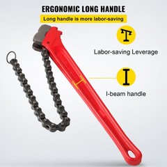 Heavy Duty Chain Wrench, 36 Inch Pipe Tool, 4.5 to 7.5 Inch Capacity