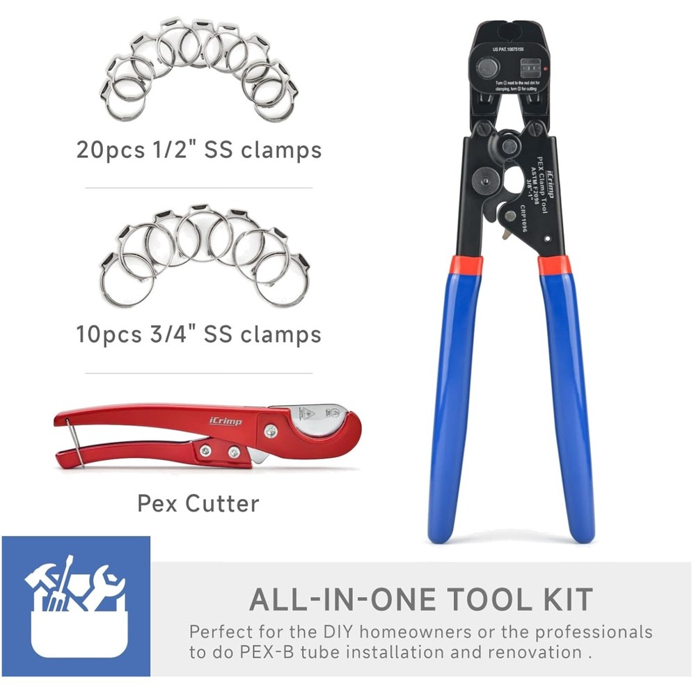 Universal PEX Cinch Tool Kit with Pipe Cutter
