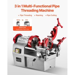 750W Electric Pipe Threading Machine 1/2-2in with Foot Pedal