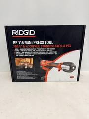 RIDGID RP 115 Mini Press Kit with 1/2&Prime; & 3/4&Prime; ProPress Jaws, Battery, & Charger