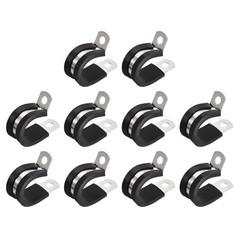 20Pcs 11/16&Prime; Cable Clamp R Shape Stainless Steel Rubber Cushioned Pipe Strap