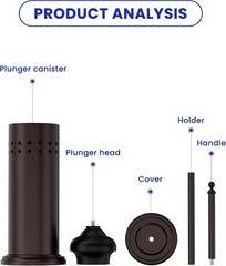 DOWRY Anti-Hand Off Toilet Plunger with Holder for 18.7In, Oil Rubbed Bronze