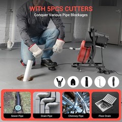 Professional 50FTx1/2&Prime; Drain Cleaner Machine Sewer Snake Auger for 2&Prime; to 4&Prime; Pipe