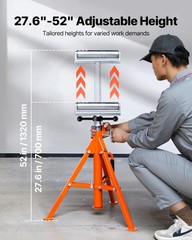 VEVOR Roller Stand 2500 LBS Load 27.6&Prime;-52&Prime; Height Adjustable 45# Steel Foldable