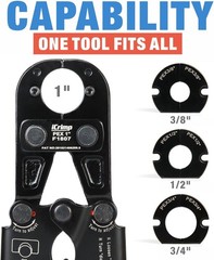 iCrimp F1807 PEX Crimper, Copper Pipe Crimping Tool Kit with 3/8&rdquo;, 1/2&rdquo;, 3/4&rdquo;